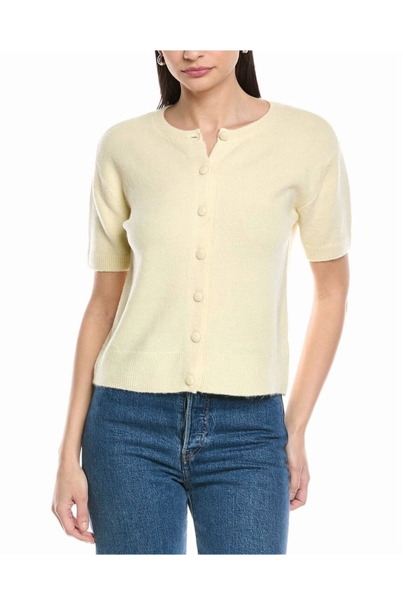 womens Covered Button Cardigan, l, White