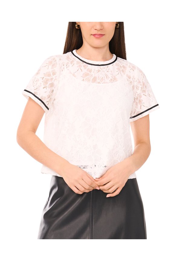 womens Crewneck Top, s, White