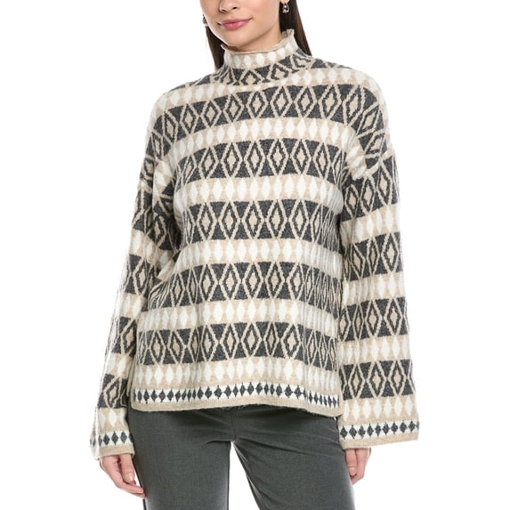 Vince Camuto womens Diamond Pattern Turtleneck Sweater, XL, Brown