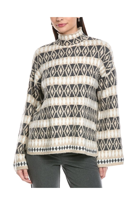 womens  Diamond Pattern Turtleneck Sweater, m, Brown