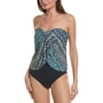 thumbnail image 1 of Vince Camuto womens  Draped Bandini Top, s, Blue, 1 of 2
