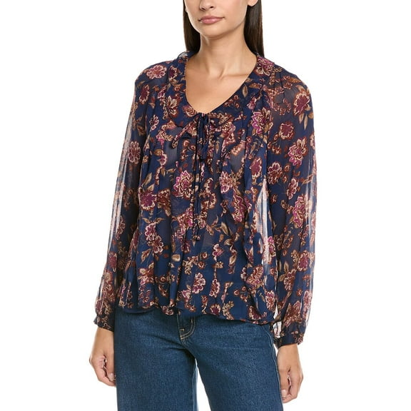 Vince Camuto womens Floral Print Blouse, s, Blue
