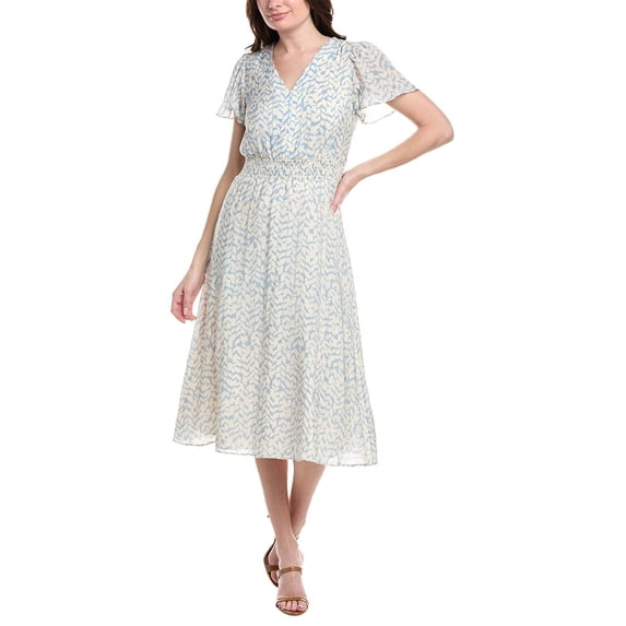 Vince Camuto womens Flutter Sleeve Midi Dress, XXL, Blue
