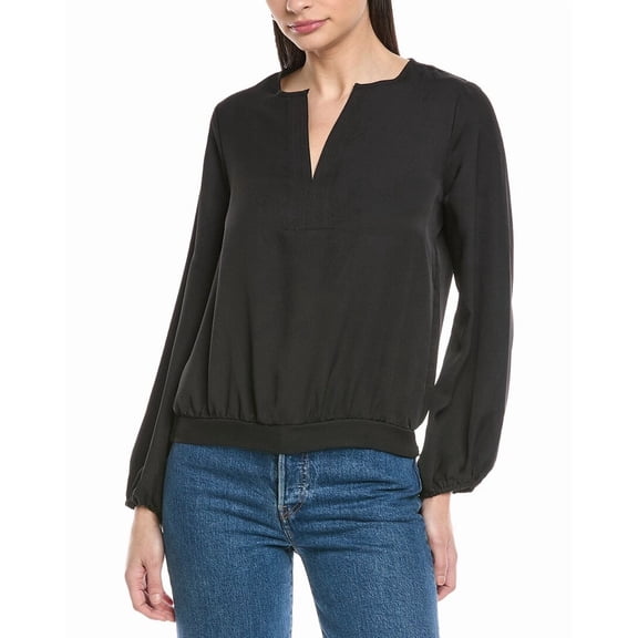 Vince Camuto womens Half Placket Blouse, m, Black
