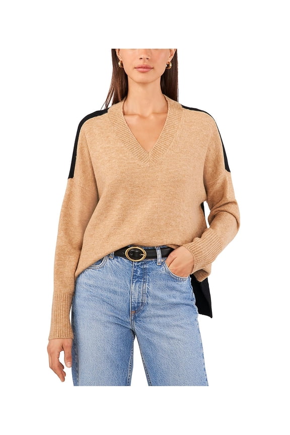 womens High-Low Sweater, XL, Brown