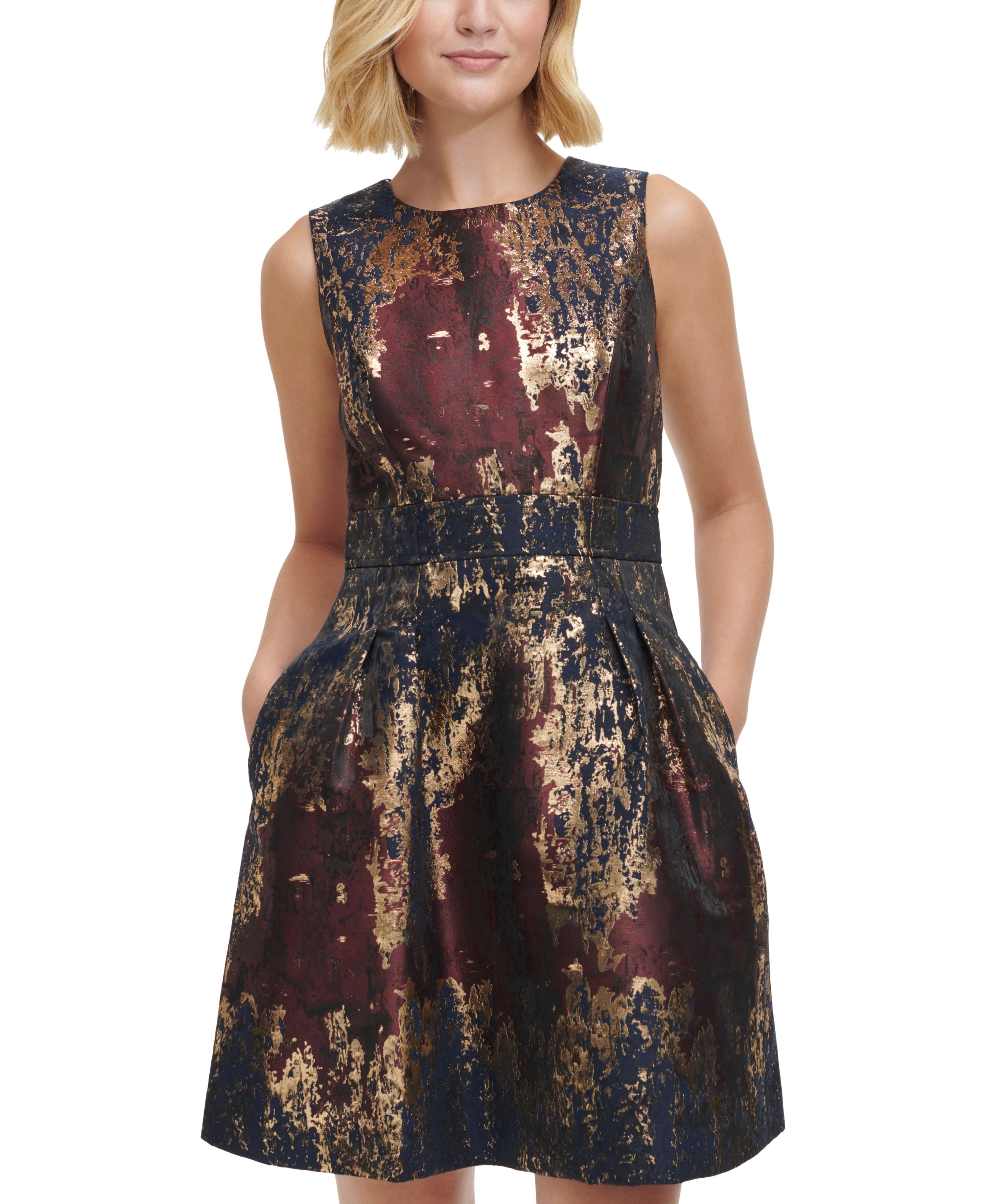 vince camuto a-line dress Vince Camuto Womens A Line Dress Sz 4 Pink Floral Zip Sleeveless Fairy C43