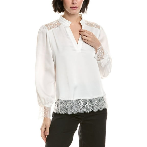 Vince Camuto womens  Lace-Trim Blouse, m, White