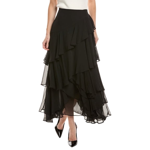 Vince Camuto womens  Long Ruffles Skirt, 0, Black