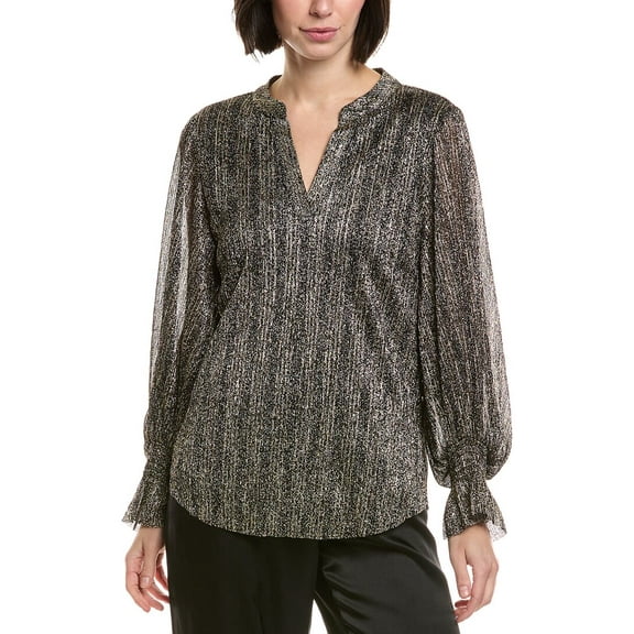 Vince Camuto womens  Metallic Balloon Sleeve Blouse, m, Metallic
