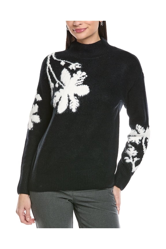 womens Mock Neck Sweater, XL, Black