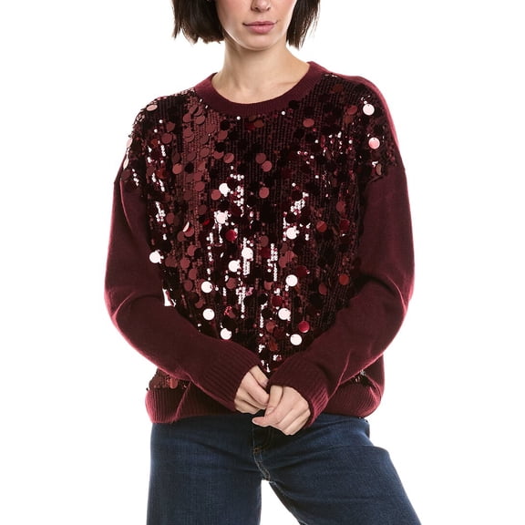 Vince Camuto womens Multi Paillette Crewneck, s, Red