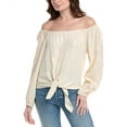 thumbnail image 1 of Vince Camuto womens  Off-The-Shoulder Linen-Blend Blouse, XL, Beige, 1 of 3
