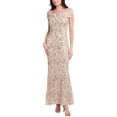 thumbnail image 1 of Vince Camuto womens  Off-The-Shoulder Sequin Gown, 6, Metallic, 1 of 3