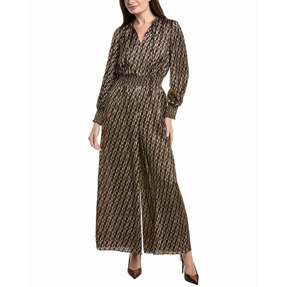 Vince Camuto womens  Printed Jumpsuit, l, Tan