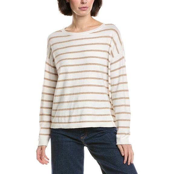 Vince Camuto womens  Rolled Edge Stripe Sweater, xs, White