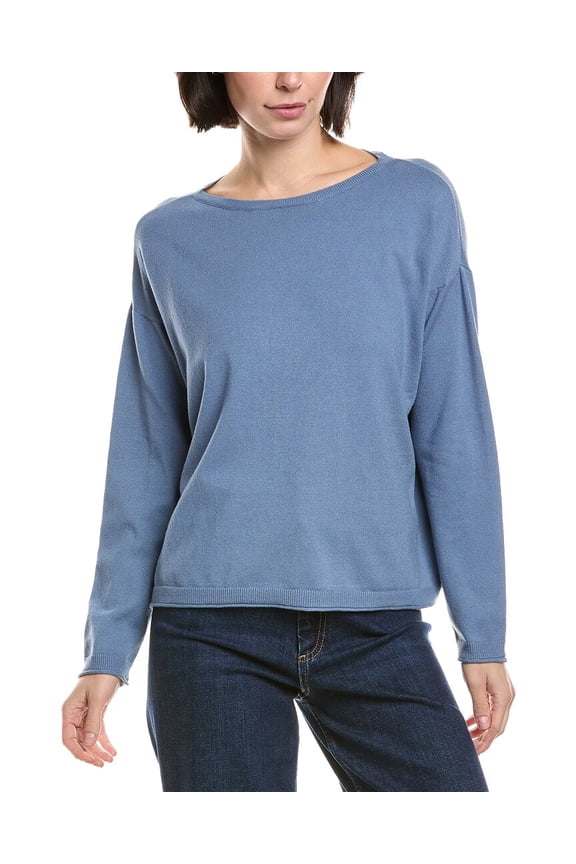 womens  Rolled Edge Trim Top, s, Blue