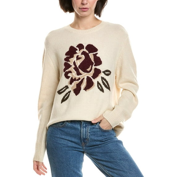 Vince Camuto womens Rose Crewneck Pullover, xs, White