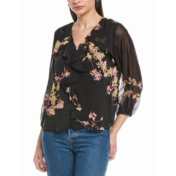 Vince Camuto womens  Ruffle Blouse, XL, Black