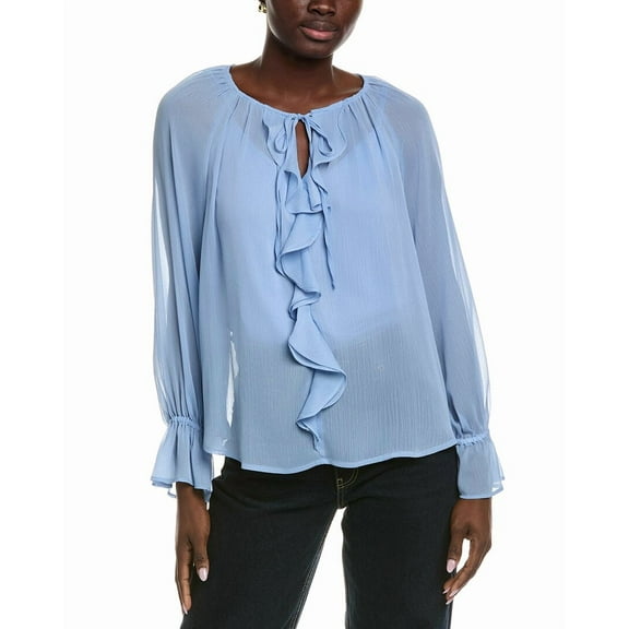 Vince Camuto womens  Ruffle Front Blouse, xs, Blue