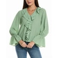 thumbnail image 1 of Vince Camuto womens  Ruffle Front Top, xs, Green, 1 of 3