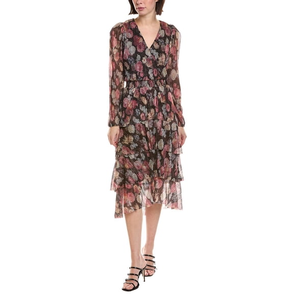 Vince Camuto womens  Ruffle Midi Dress, XL, Black