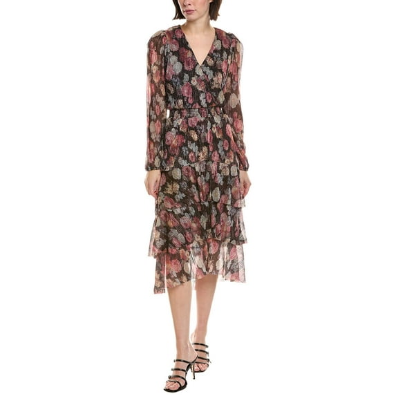 Vince Camuto womens Ruffle Midi Dress, m, Black