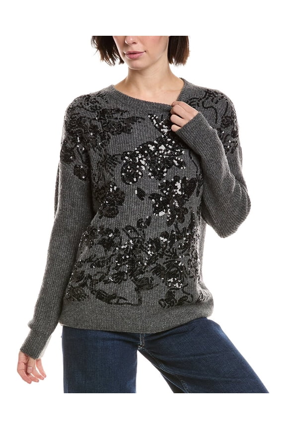 womens Sequin Sweater, s, Gray