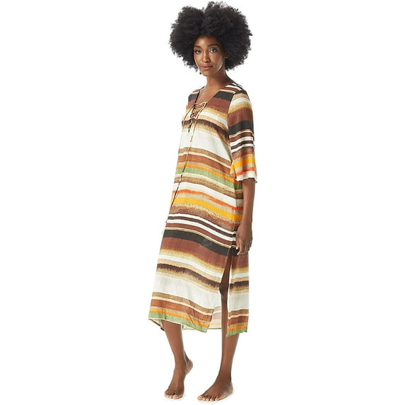Vince Camuto womens Seychelles Midi Caftan Cover-up X-Small Bone