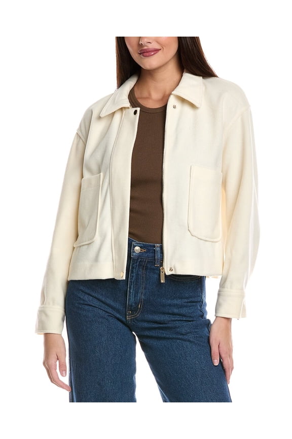womens Slouchy Patch Pocket Jacket, l, White