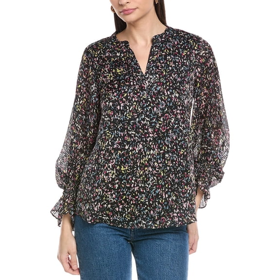 Vince Camuto womens  Split Neck Blouse, l, Black