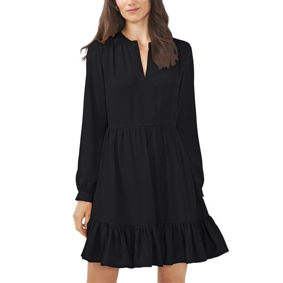 Vince Camuto womens Split Neck Mini Dress, m, Black