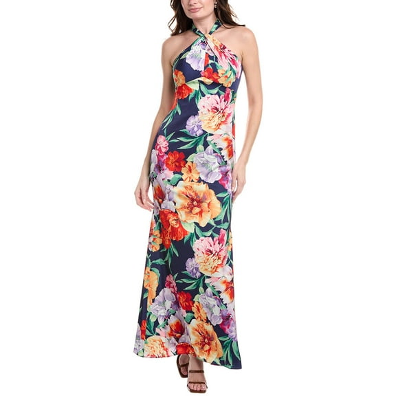 Vince Camuto womens  Twisted Halter Gown, 4, Blue