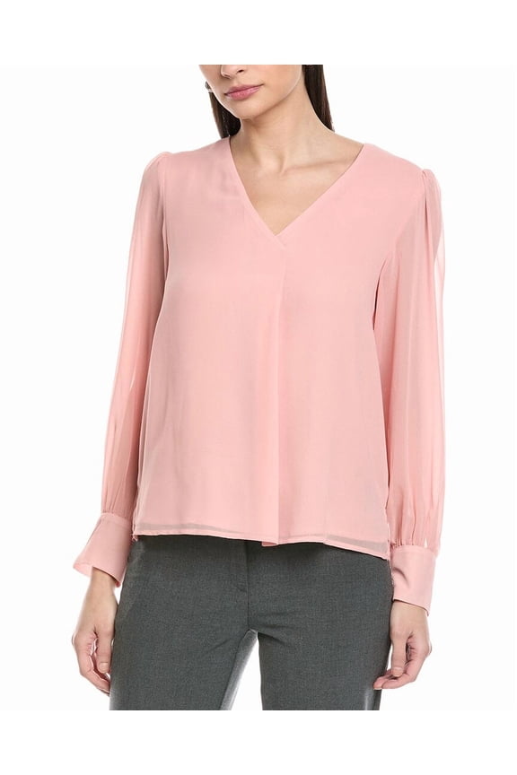 womens V-Neck Blouse, l, Pink