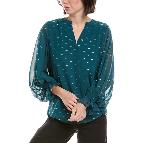 Vince Camuto womens  V-Neck Blouse, xs, Blue