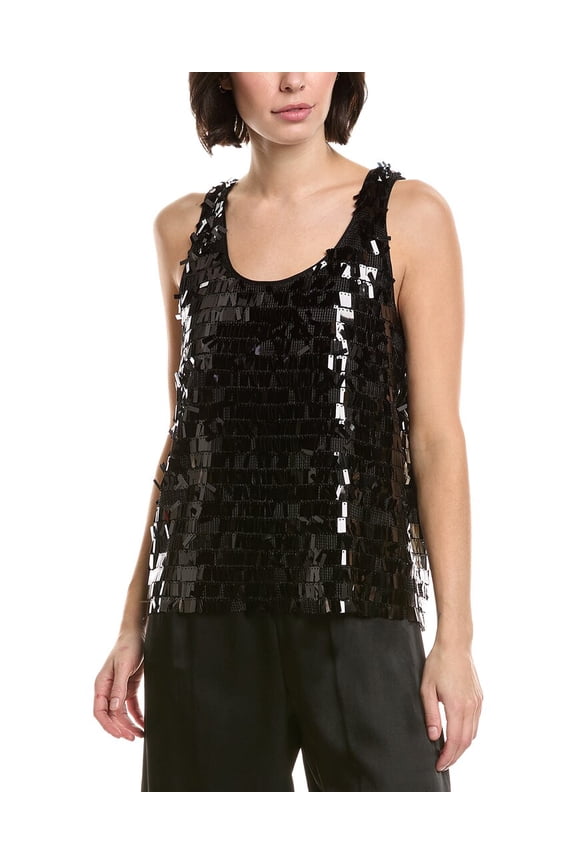 womens V-Neck Boxy Tank, xs, Black