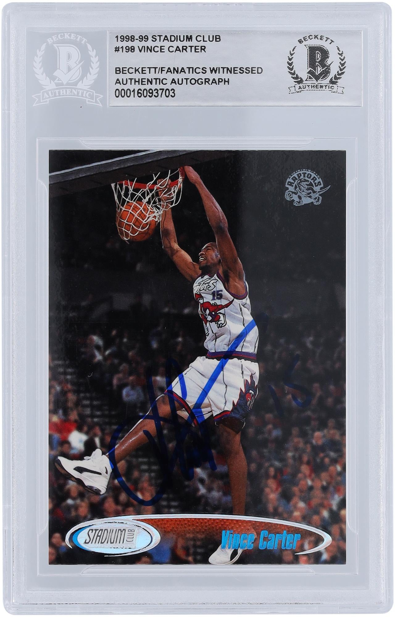 Vince Carter Toronto Raptors Autographed 1998-99 Topps Stadium