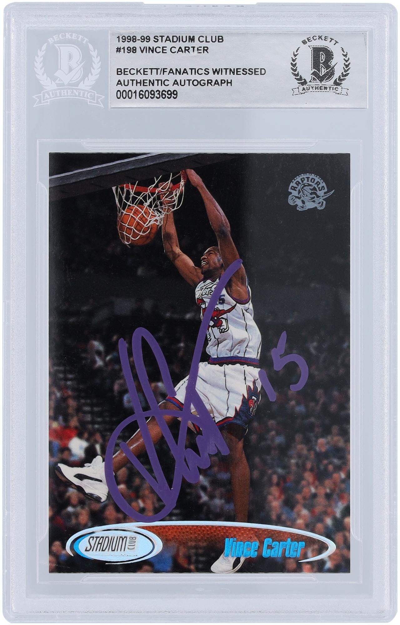Vince Carter Toronto Raptors Autographed 1998-99 Topps