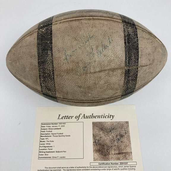 Vince Lombardi Single Signed Autographed 1960's Football JSA COA RARE