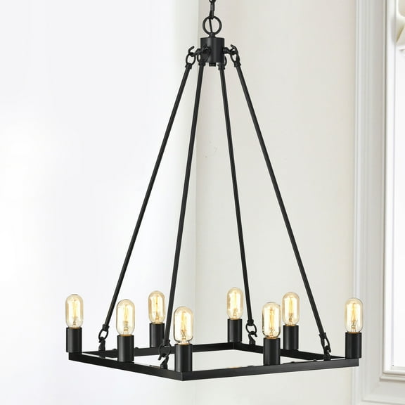 Vince Matte Black 8-Light Square Chandelier