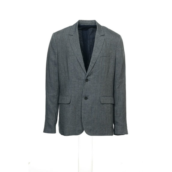 Vince Men's Checked 100% Linen 2 Button Sport Coat (Large, Blue)