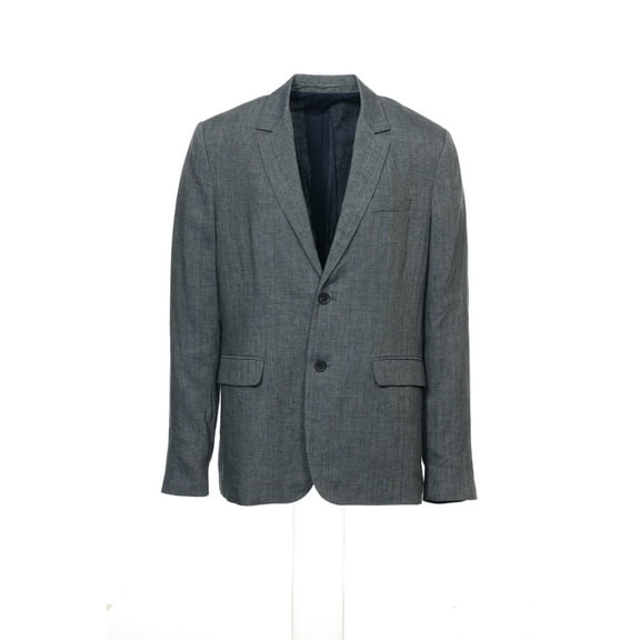 Vince Men's Checked 100% Linen 2 Button Sport Coat (Large, Blue)