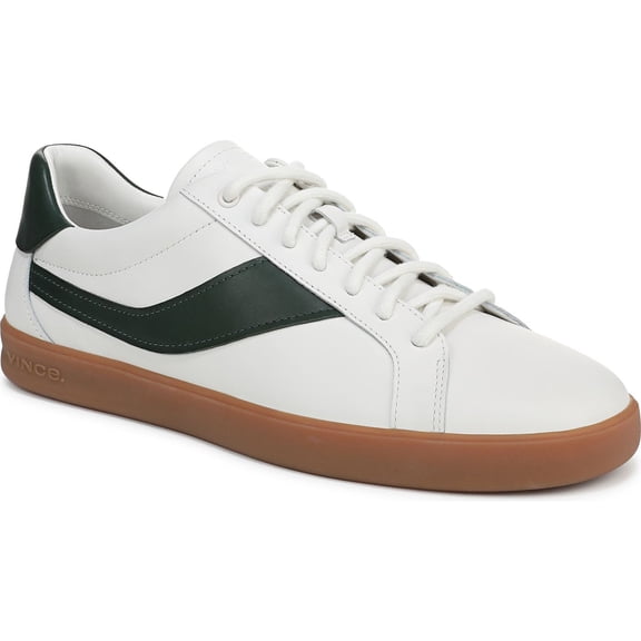 Vince Men's Olli Low Top Sneaker White/Evergreen 10M