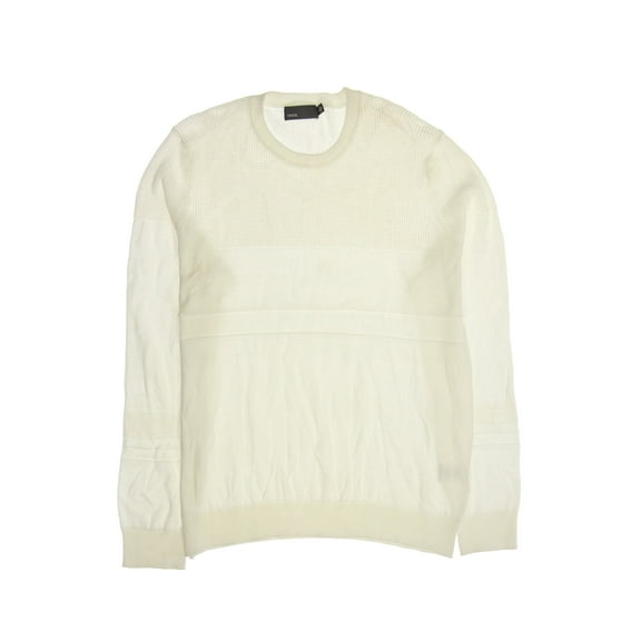 Vince Men's Simi-Sheer Cotton Crew Neck Sweater (Large, Off White)