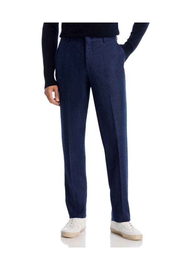Mens Classic fit Wool Dress Pants 38 / 38 Blue Striped