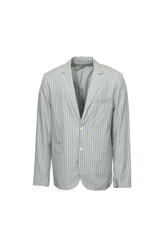 Mens Vertical Striped 2 Button Sport Coat (Medium, Blue/White)