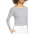 thumbnail image 1 of Vince Striped Rib Boatneck (Optic White/Marine) Women’s Clothing, 1 of 6
