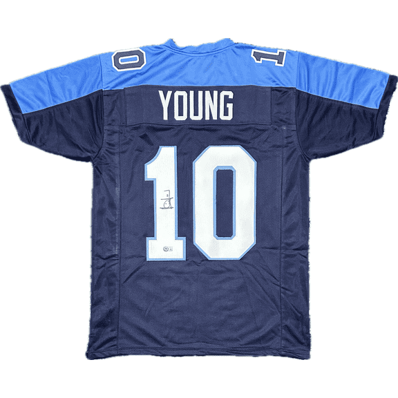 Vince Young Signed Autographed Blue Jersey Beckett