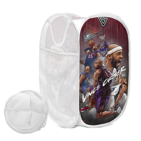 Vince and Carter Fold-Flat Printed Laundry Tote.15"  24"