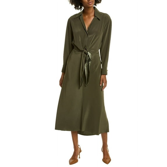 Vince womens Draped Front Midi Dress, XS, Green