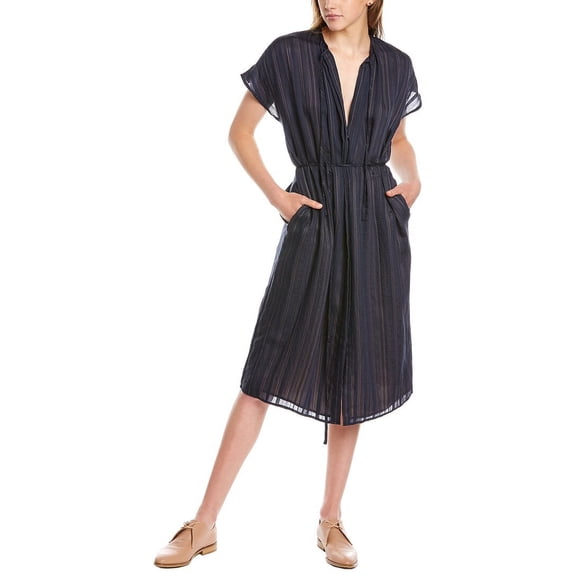 Vince womens Drapey Shirred Dress, S, Blue